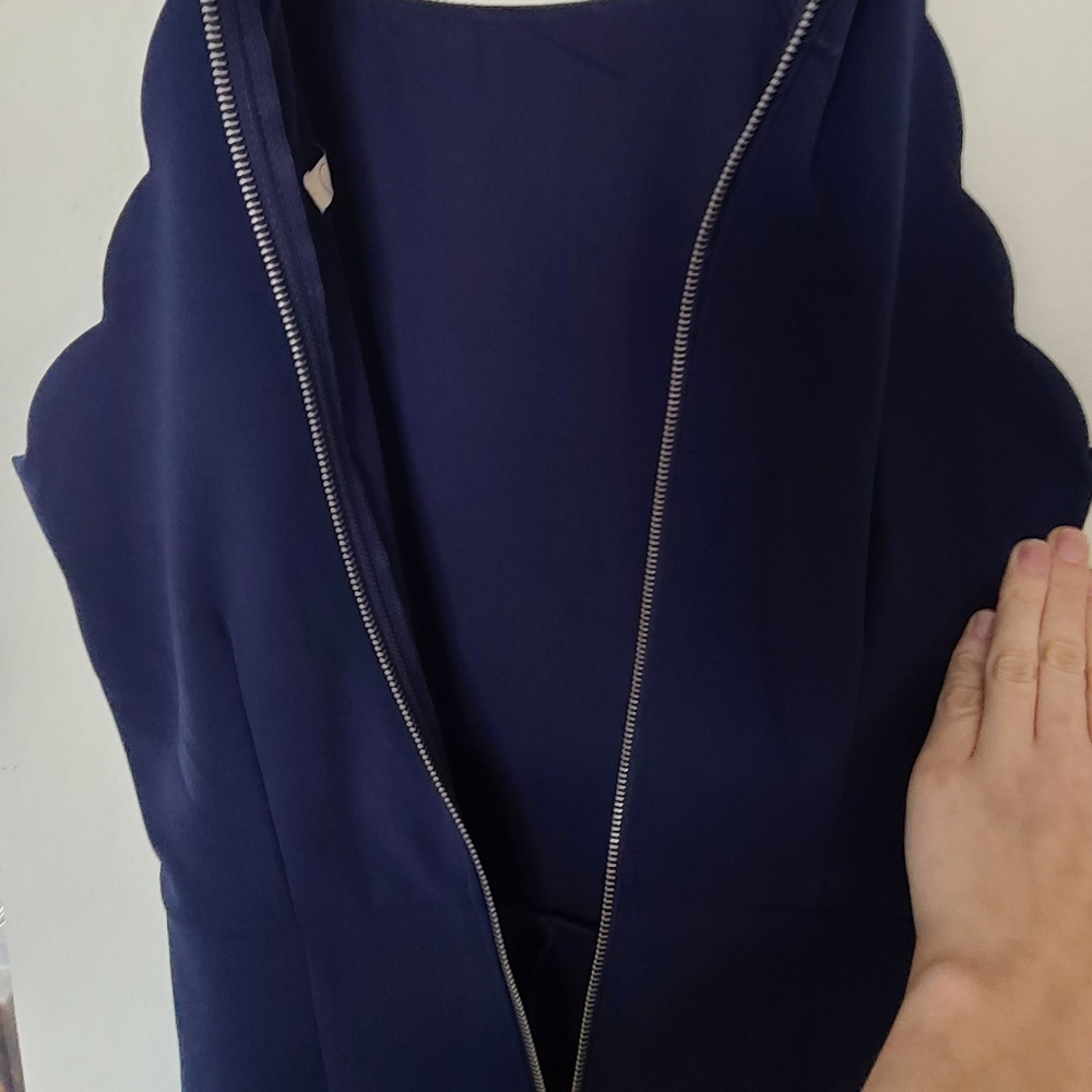 Blue Scalloped High Neck Pant Suit/Romper - Picture 6 of 6